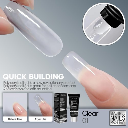 GELPARTY Clear Poly Nail Gel 60g – Ultra-Transparent Builder Gel for Nail Extensions, 3D Molding & Sculpting, Strong & Long-Lasting Soak-Off UV/LED Gel, Professional Salon & DIY Nail Art