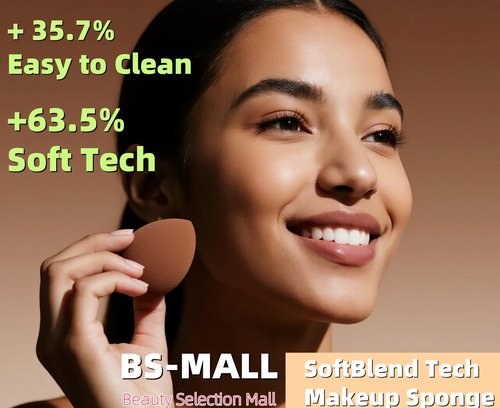 BS-MALL Makeup Sponge Set Pro Version– V3.0 Soft Blending Tech For Foundation Blending Blush Highlight 1 XL Dual-Use Makeup Sponge & Waterproof Silicone Cosmetic Travel Bag Brown