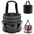 PUMHUBO Hairstylist Travel Bag, with Dust Cover, 11L Large Capacity, Heat-Resistant Interior, Clear Pockets, 24 Hook-and-loop Slots, Top Drawstring, Makeup & Pet Grooming Supplies Organizer