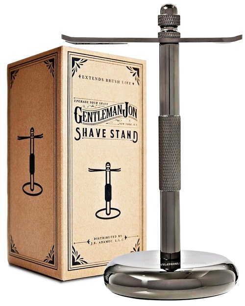 Gentleman Jon Shaving Stand - Heavy Duty Gunmetal Razor & Brush Holder with Weighted Base | Perfect for Wet Shave Kits
