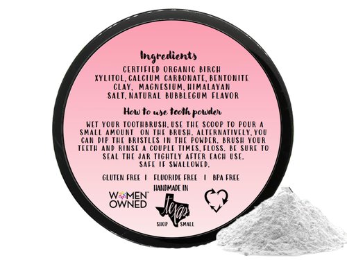 Simply Sooney Remineralizing Vegan Mineral Tooth Powder I Bubblegum Formula for Kids I Natural Whitening I Stronger Teeth 1.5oz (1.5 oz jar)