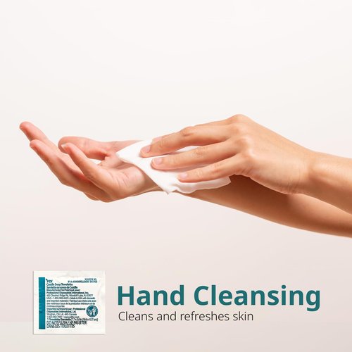 PDI Castile Soap Towelettes, Face and Hand Cleansing, 100 Individually Wrapped Wipes Per Box