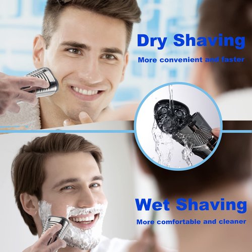 Electric Razor for Men with an Extra Head,Waterproof Electric Shaver, Rechargeable Cordless Shavers,USB-C Fast Charging,LED Display,Wet/Dry