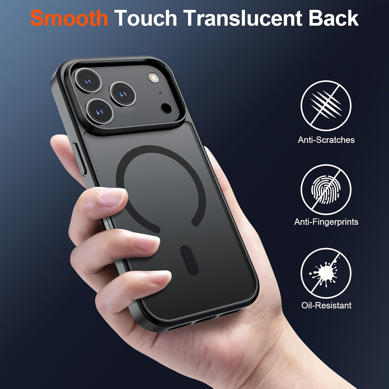SUPFINE iPhone 17 Pro Max Case - Military Grade Drop Protection | Translucent Matte, Shockproof, Black