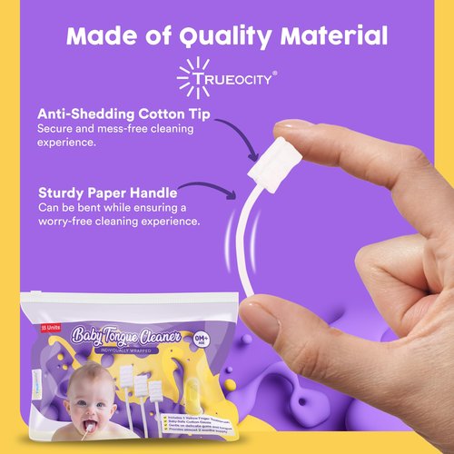 Trueocity Baby Tongue Cleaner Newborn – Soft Oral Cleaner for Infants, Gum & Mouth Cleaning for 0-3 Month Babies, Easy to Use and Safe for Daily Hygiene – Best Value Pack of 55 Units
