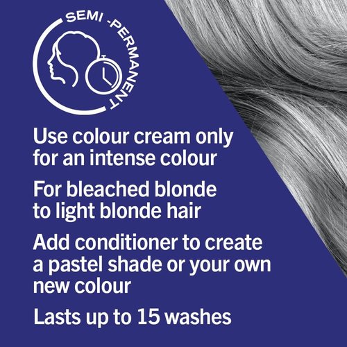 Schwarzkopf LIVE Ultra Brights Steel Silver Hair Dye - Vibrant Semi-Permanent Color | Lasts Up to 15 Washes