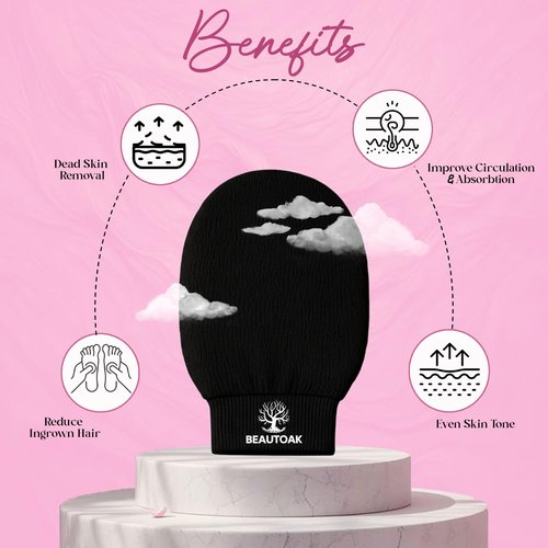 Beautoak Antimicrobial Korean Exfoliating Mitt for Shower with Smell Protection - Exfoliating Glove Body Scrubber - Skin Exfoliator & Dead Skin Remover for body (1 Pack)