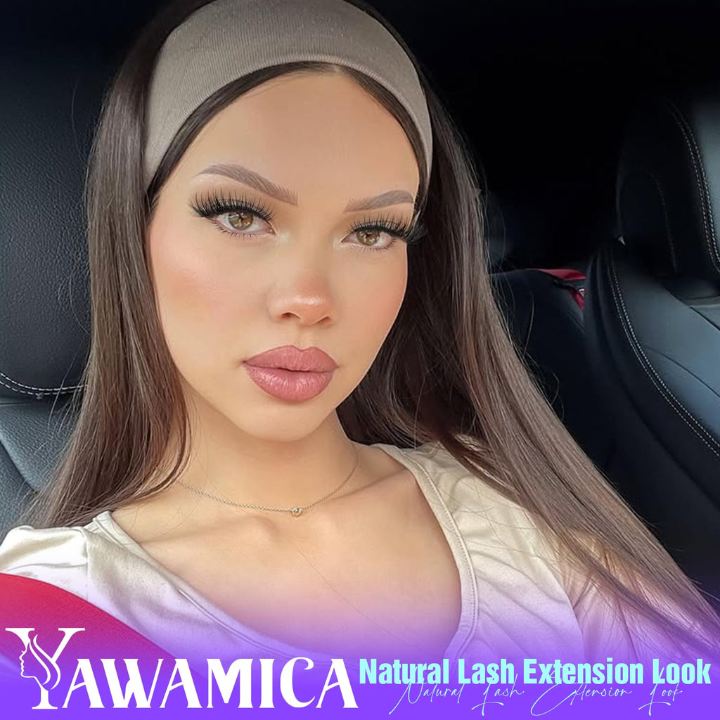 Yawamica Natural Lash Clusters Short Cat Eye Lash Extension 7-14mm Wispy Eyelash Clusters C Curly Individual Lashes Pre-mapped Left Right Cluster Eyelash Extensions DIY Lash Natural Look