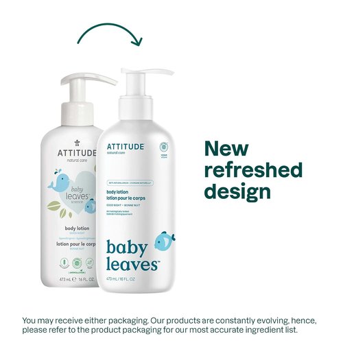 ATTITUDE Baby Lotion - EWG Verified Moisturizer, Vegan & Cruelty-Free, Good Night, 16 Fl Oz (Pack of 6)