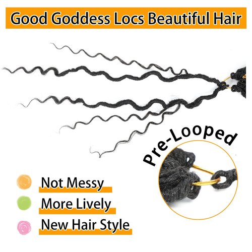 Col Bling 24 Inch 8 Packs Goddess Locs Crochet Hair Natural Looking, Bohemian River Goddess Crochet Braiding Hair Trendy & Edgy Faux Locs Crochet Hair Fashion for Women Kids (#1B)