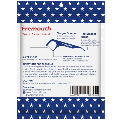 Fremouth 3-in-1 Braces Flossers - Orthodontic Dental Floss Picks, 100 Count (Pack of 1)