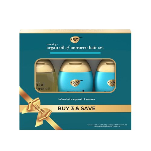 OGX® Renewing Argan Oil Hair Care Set - Damage Repairing Shampoo & Conditioner + Extra Penetrating Oil | Travel Size 2x3 fl. oz & 3.3 fl. oz