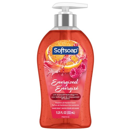 Softsoap Energized Liquid Hand Soap, Paraben Free, pH Balanced, Raspberry and Mandarin Scent, 11.25 fl oz Pump Bottle, 6 pack