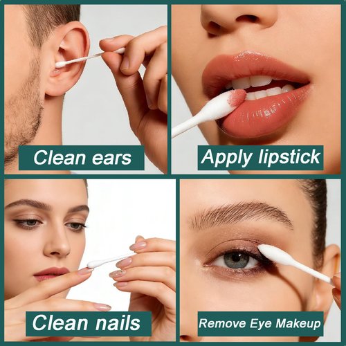 1000 Pack Cotton Swabs, Individually Wrapped Cotton Swab, Individually Wrapped Double Tipped Paper Sticks for Ear, Make-up(4pcs per Bag,1000 Bags,Round+Pointed Shape)