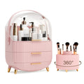 lurcns Makeup Organizers and Storage Make up Organizer for Vanity Cosmetics Skincare With Lid and Drawers Display Cases for Countertop Bathroom Women Teenager Girl Gifts(Pink+Brush Holder)