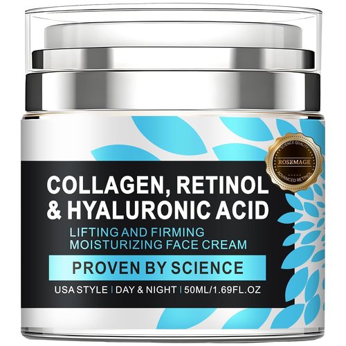 Regine Switzerland Retinol Face Moisturizer - Anti-Aging Collagen Cream with Hyaluronic Acid | Day & Night Use