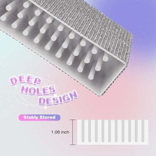 Nail Drill Bits Holder Box: 30 Holes Rhinestone Drill bit Holder Nail tech for Nail Drill bits Storage Dustproof Stand Displayer Organizer Case for Manicure Tools(Drill bits not Included) (Silver)