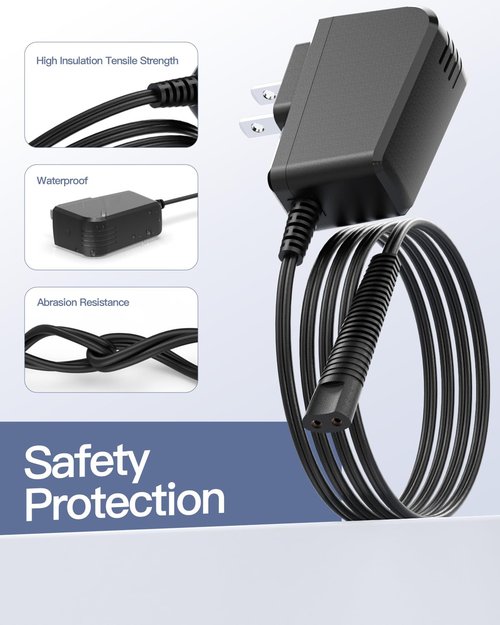 Superer 5FT Charger Fit for Braun Shaver Series 9 7 5 3 1, 310s 3040s 9577cc 9517s 7085cc 12V Charging Cord Replacement for Braun S3 S5 S7 S9 Electric Razor Shaver Trimmer Wall Power Adapter