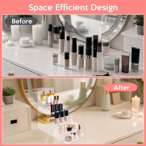 Hoceium 2PCS Acrylic Purse Display Stand,6-Tier Wallet Display Stand Purse Handbag Organizer Shelf,Clear Perfume Stand Jewelry Riser Rack,Acrylic Shelf for Cosmetic Perfume Jewelry Sunglasses Handbag