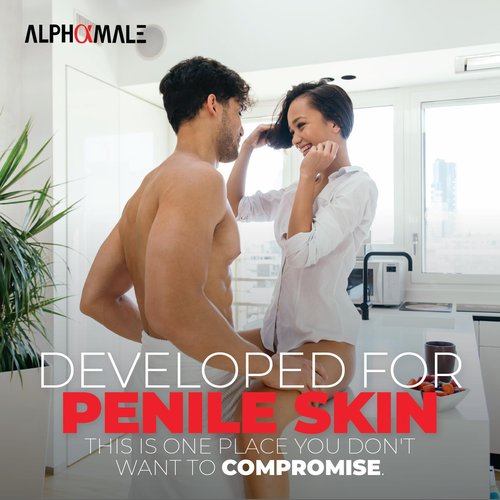 AlphaMale Premium Penile Health Creme Daily Moisturizer for Sensitive Skin - Aloe, Coconut oil, CoQ10 and Allantoin for Dry, Sensitive Skin - Fragrance-Free Cream - Made in USA - 4oz
