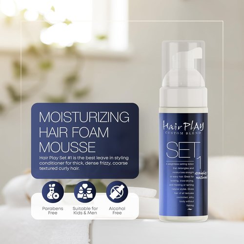 Hair Play Set | Hair Foam Mousse - Lightweight Frizz Control & Volume for Fine Hair - 2 Fl Oz