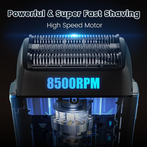 Electric Foil Shaver for Men, Electric Foil Shavers with 3 Blade Floating Head Wet/Dry, Rechargeable, LED Display, IPX7 Waterproof, for Face/Beard/Head Shavers (Black)