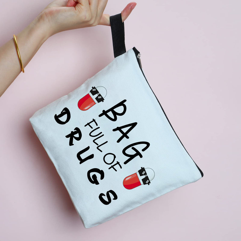 Yishuliwu Funny Medicine Bags for Women Travel Cosmetic Bag Full of Pill Bags Gifts for Nurse Sister Mom Bestie Grandma Friend for Birthday Christmas Appreciation Unique Gifts