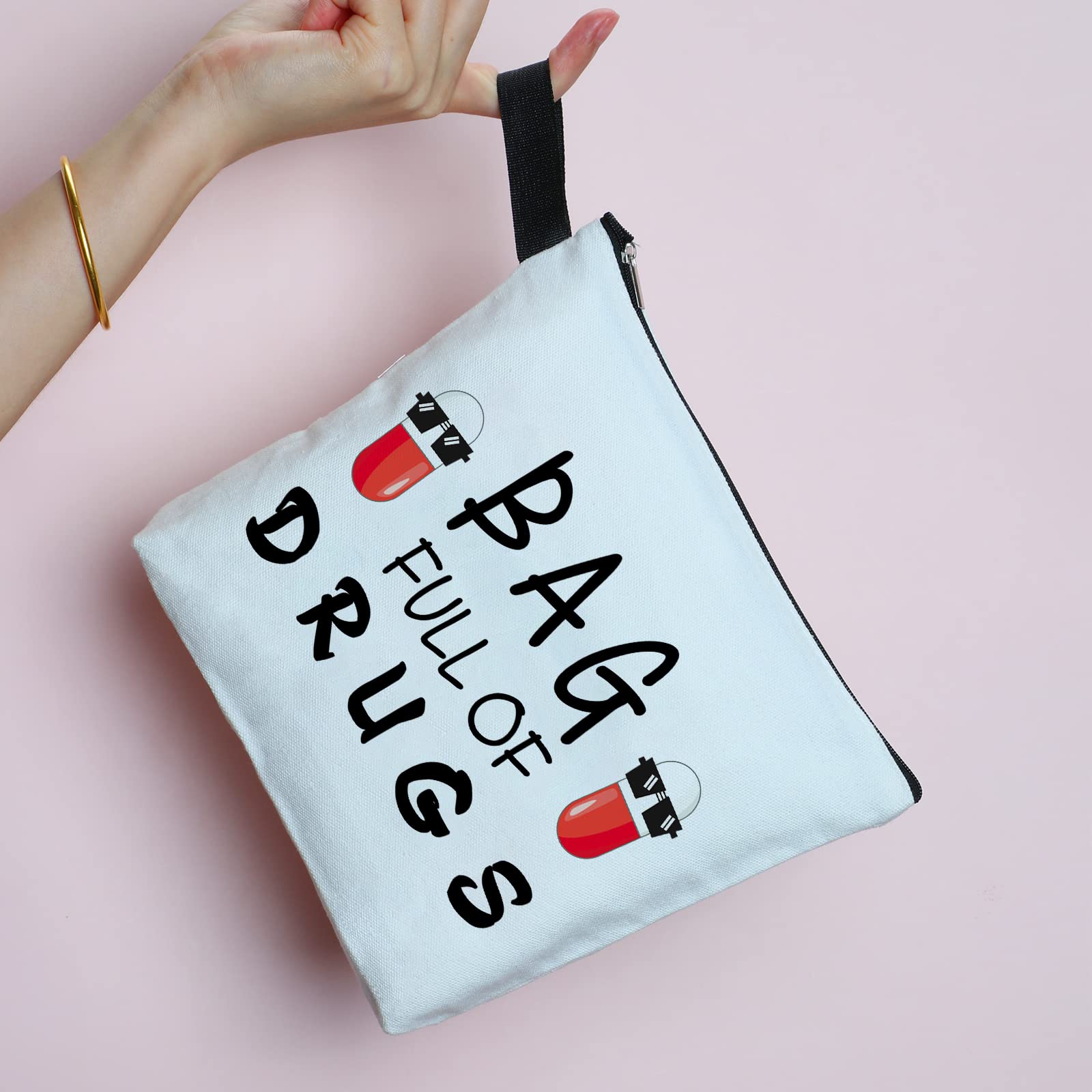 Yishuliwu Funny Medicine Bags for Women Travel Cosmetic Bag Full of Pill Bags Gifts for Nurse Sister Mom Bestie Grandma Friend for Birthday Christmas Appreciation Unique Gifts