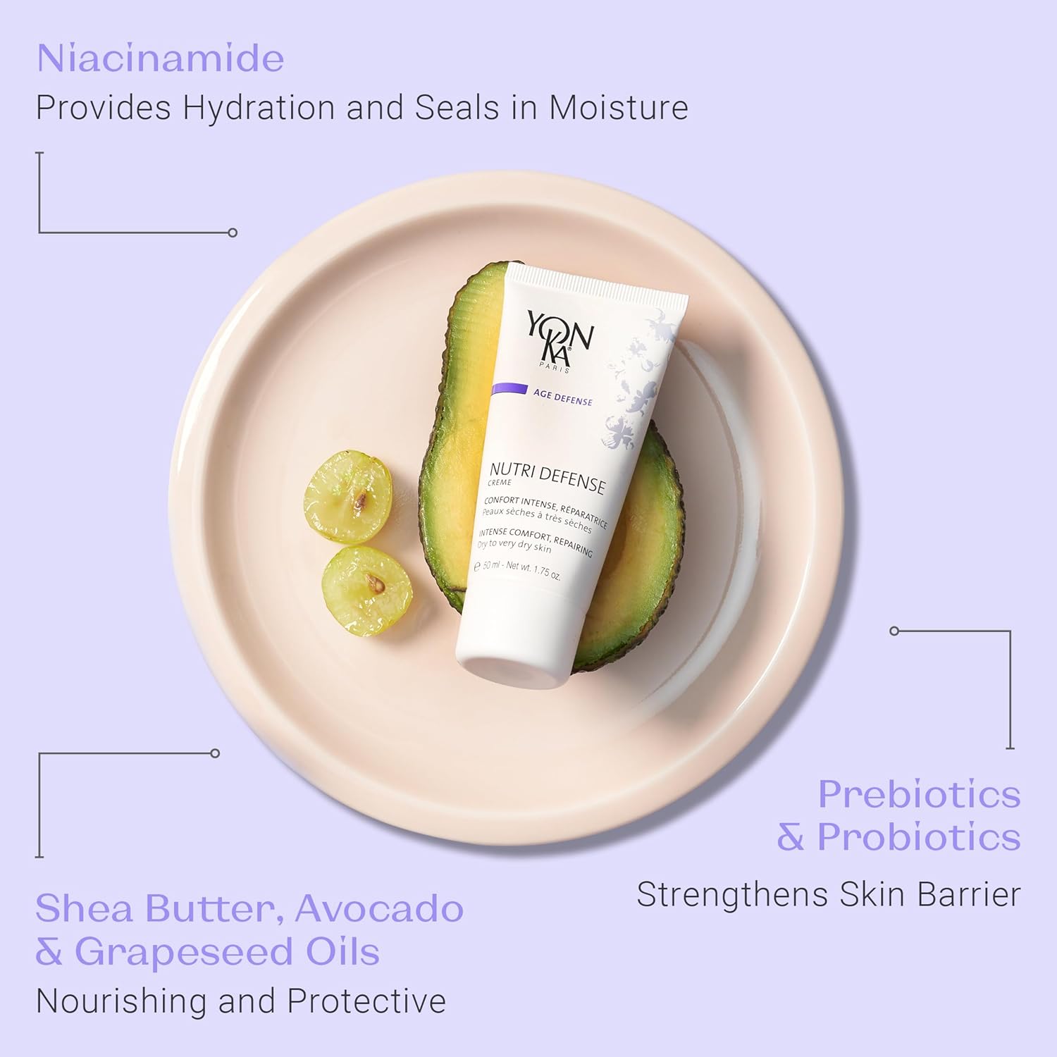 Yonka Nutri-Defense Creme - Nourishing Facial Moisturizer with Shea Butter & Probiotics | For Dry, Sensitive Skin
