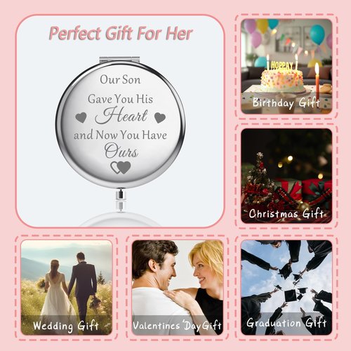 MYOSPARK Daughter in Law Compact Makeup Mirror Bride to Be Wedding Day Keepsake Gift from Mother in Law