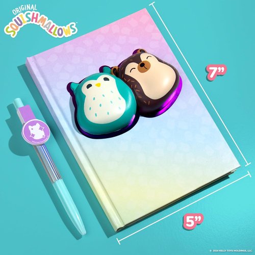 Squishmallows Original Diary Set - Kawaii Journaling Kit with 5x7 Diary, Stickers & Pen for Kids