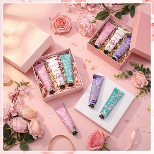 Loopeer 48 Pcs Women's History Month Hand Cream Gifts Bulk Double Sided International Women's Day Empowerment Hand Lotion Set Feminism Equality Empowerment Gifts for Female Ladies