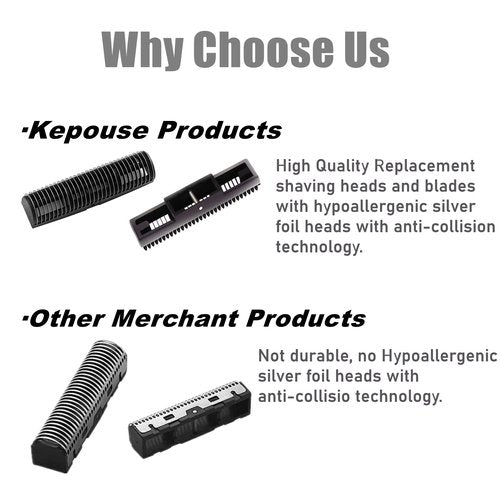Shaver Replacement Foil and Cutters compatible with BaBylissPRO FXFS2 Electric Razors, Shaver Replacement Head compatible with BaBylissPRO Double Foil Shaver