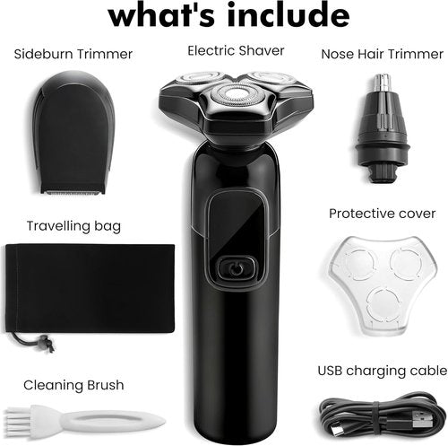 Flynth Electric Razor for Men - 3-in-1 Cordless Shaver with IPX7 Waterproof Design | Fast Charging Grooming Set