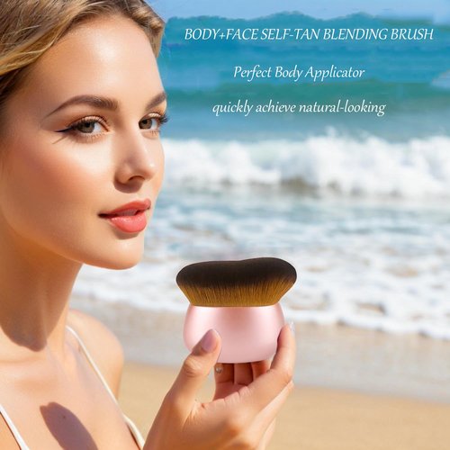 75MM Extra Large Self Tanner Kabuki Makeup Brush, 2 Pack for Lymphatic Drainage, Face Blush Liquid Powder Foundation Brush for Body Makeup, Bronzer & Foundation Tanning Mousse, Lotion Wet & Dry