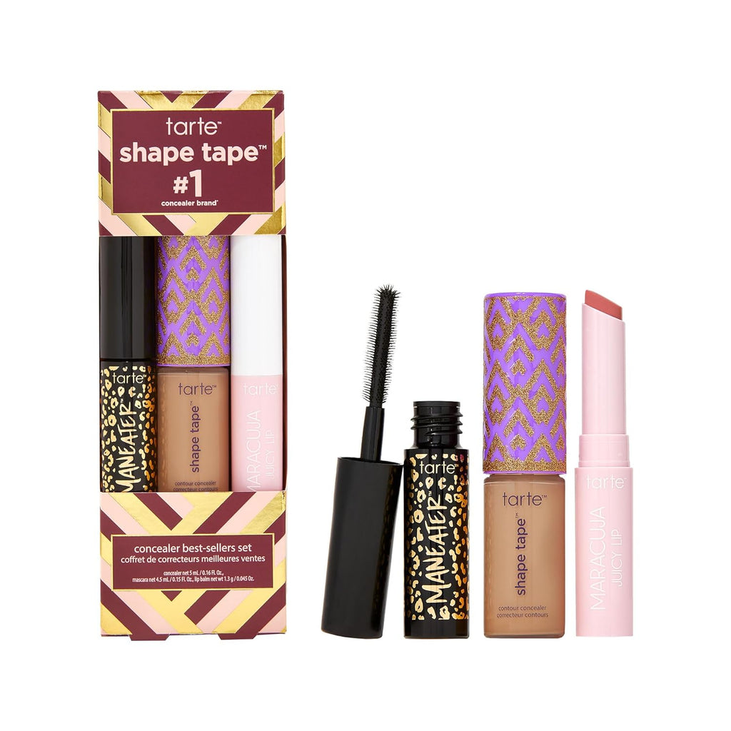 Tarte Shape Tape Best-Sellers Set - Hydrating Concealer, Lip Gloss Balm & Mascara for Volume & Length