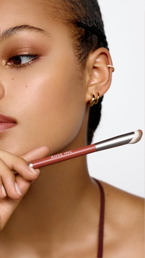 Rose Inc Number 8 Dual-Ended Eyeshadow Brush - Vegan Brush for Blending & Highlighting Eyeshadow