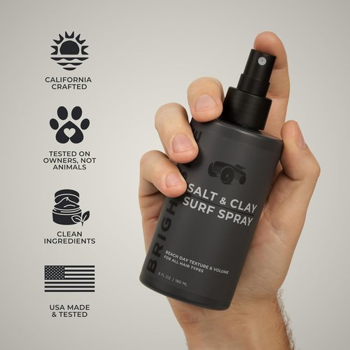 Brightside Salt & Clay Surf Spray - Instant Volume & Texture for Thicker Hair - Hydrating, Alcohol-Free Formula, 3oz Travel Size