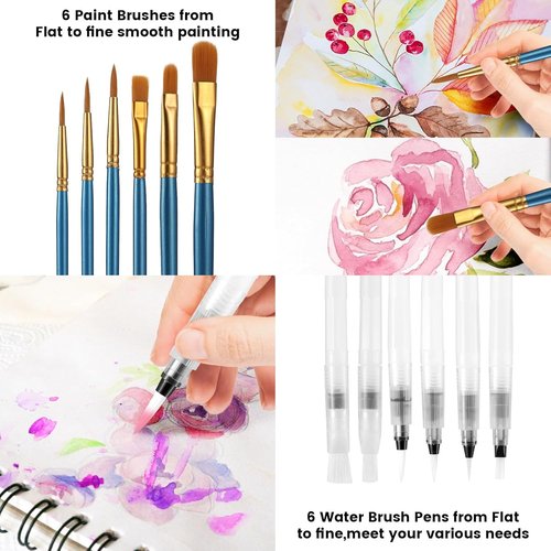 Blablaovy Watercolor Paint Set - 48 Washable Colors with Brushes & Palette | Ideal for Beginners & Kids
