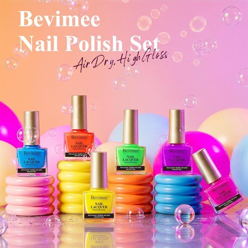 Skiennix Neon Nail Polish Set - Quick Dry Rainbow Colors | 6 Vibrant Shades for DIY Manicure