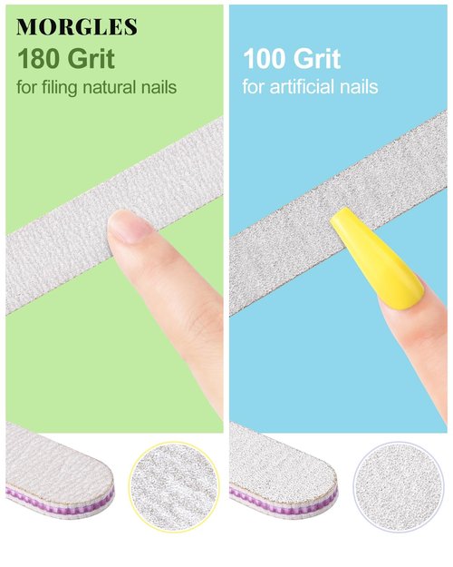 Nail Files and Buffers, MORGLES Nail Prep Kit with Emery Boards, Cuticle Remover Tools, Aloe Cuticle Oil for Manicure and Pedicure Shine Kit