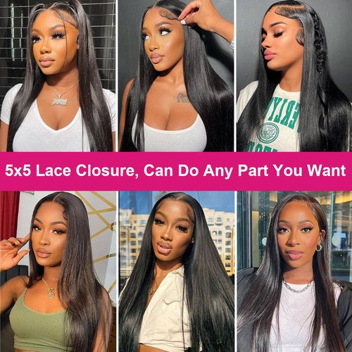 5x5 Transparent HD Lace Closure Silky Straight Human Hair Lace Closure Brazilian Virgin Remy Hair Invisible Lace Frontal Closure Pre Plucked Natural Black Color 16 Inch