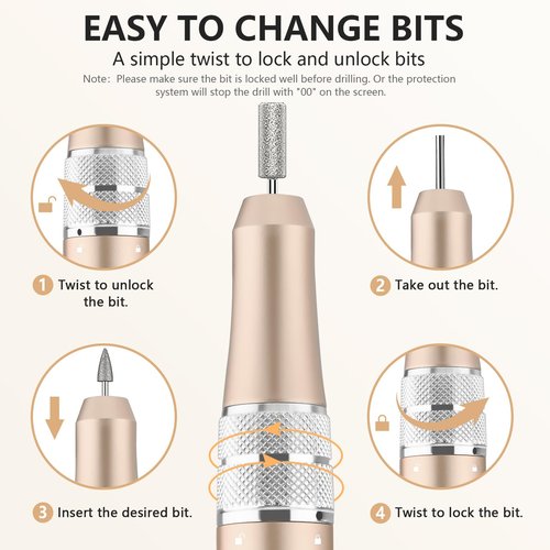 Kredioo Nail Drill Professional Electric 35000RPM Nail Drill Machine Kit Remove Gel Nails Acrylic Polish Thick Toe with 11 Sanding Bits E File Set