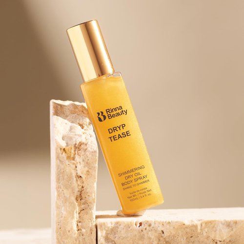 Rinna Beauty Dryp Tease Dry Body Oil Spray - Shimmering Moisturizer for Dry Skin | Vegan & Cruelty-Free - 3.4 Fl Oz