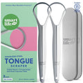 **Tongue Scraper | Stainless Steel 2-Pack with Travel Case | Effective Bad Breath Treatment**