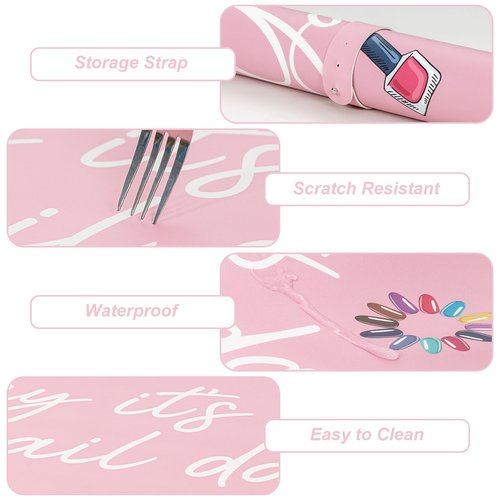 (MAT ONLY)Nail Art Table Mat, Nail Arm Rest Pad for Acrylic Nails, Dual Side PU Leather Nail Art Hand Rest Pillow Mat, Manicure Pad Nail Table Desk Mat for Nails Tech Salon Home Use Yay It's Nail Day