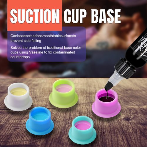 KVM 200pcs Tattoo Ink Cup Blue Disposable Silicone Tattoo Pigment Cup Eyebrow Eyeliner Lip Color Pigment Cup Tattoo Pigment Holder (Black)