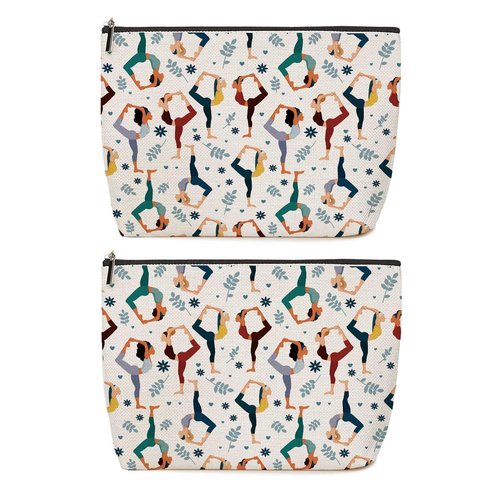Lovdazzles 2pcs Yoga Gifts for Women Makeup Bag Yoga Accessories for Women Cosmetic Bag, Instructor Teacher Toiletry Accessories Organizer Pilates Gifts for Girls Teachers Friends Sisters