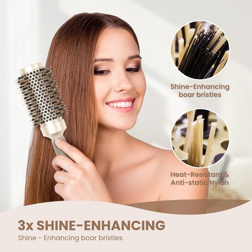 AIMIKE Round Hair Brush - Medium Nano Thermal Ceramic & Ionic Brush for Blow Drying & Styling | 2.9 Inch Barrel