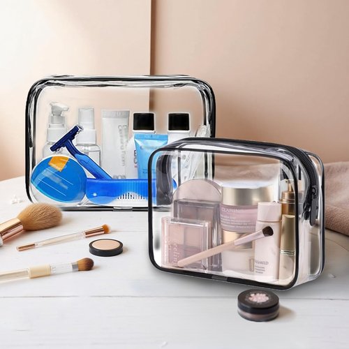 Dismok 16 Packs Clear Makeup Bag - Waterproof Cosmetic Bag, Portable Travel Makeup Bag with Zipper for Men and Women